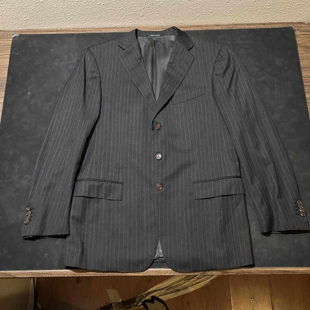 Ermenegildo Zegna Blazer Mens 52R Gray Pinstripe Wool Su Misura Fit Mila Swiss
